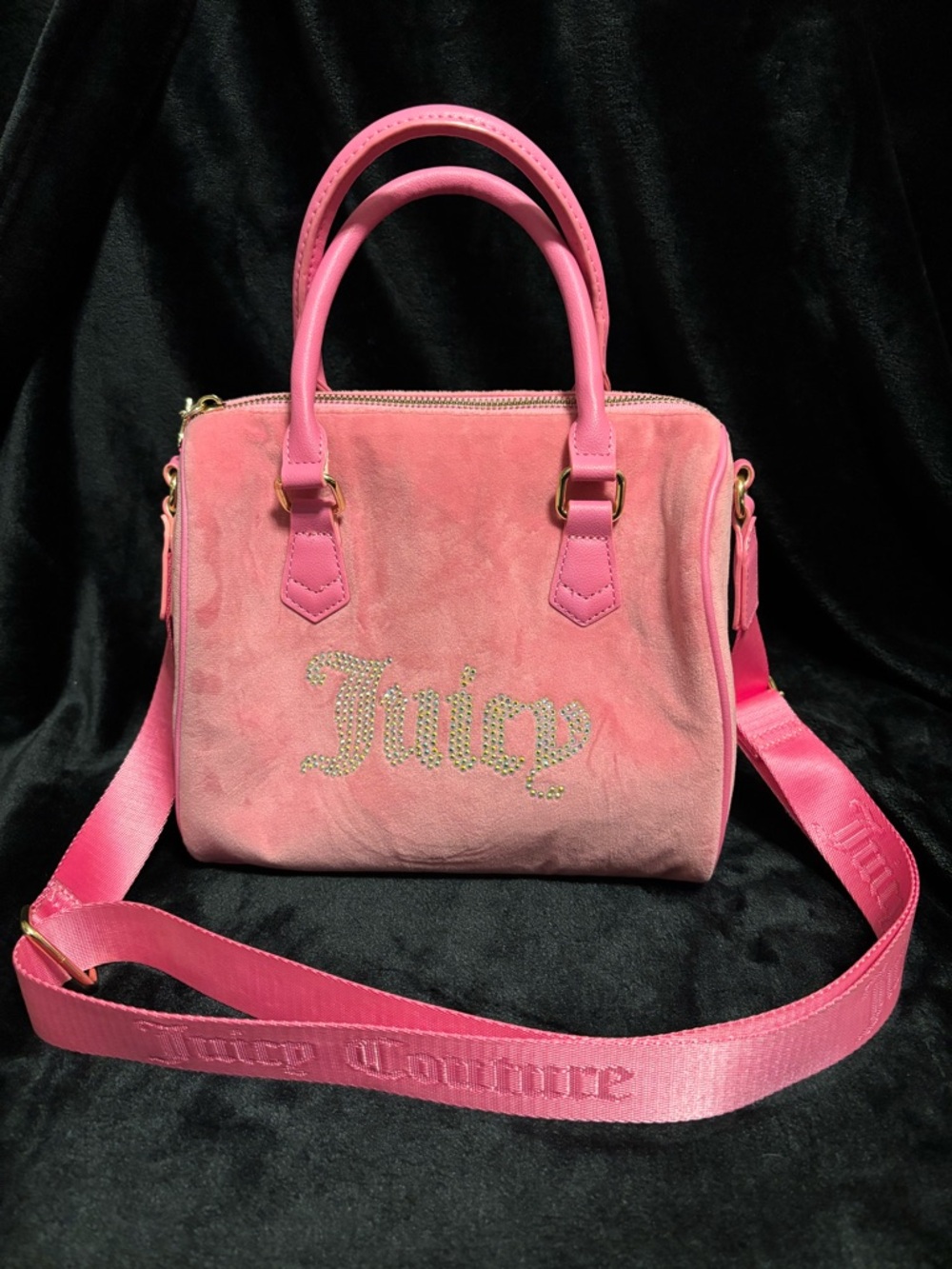 JUICY COUTURE juicy pink velour obsession satchel